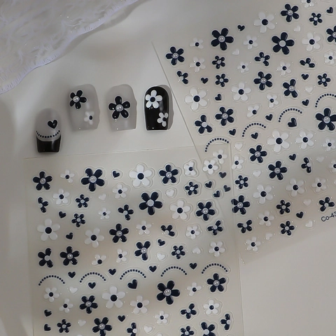 Adesivi Per Unghie 5D Rilievo Design Fiore Cuore Con Perla Artificiale Impermeabile Adesivi Manicure Per Donne Fai Da Te