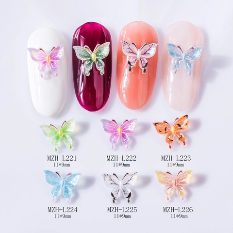 3D Butterfly Nail Art Decorations Resin Shimmer Glitter Glow In The Dark Stereoscopic Colorful DIY Manicure Charms