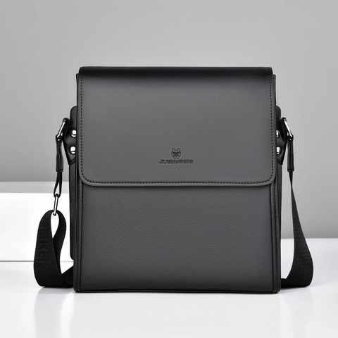 Borsa A Tracolla Uomo Messenger Pelle PU Resistente All'acqua Business Casual Viaggio Borsa A Spalla Retro Stile Quadrato Verticale