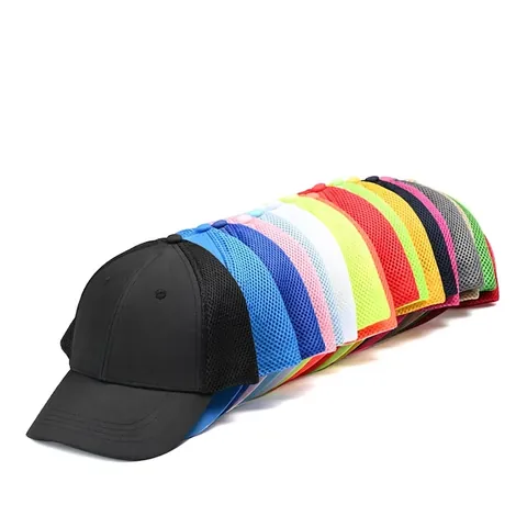 Breathable Mesh Baseball Cap Solid Color Trucker Hat Summer Outdoor Sun Protection Snapback Adjustable Unisex Sporty
