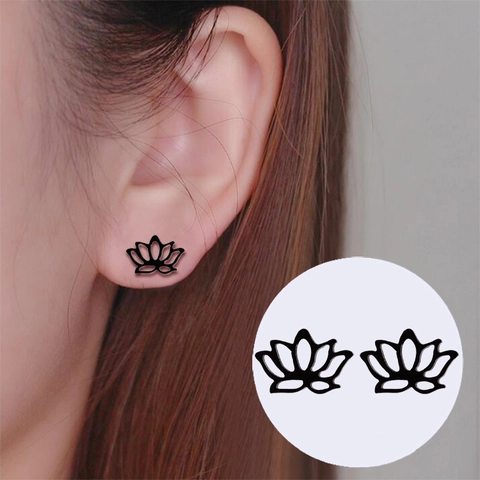 Edelstahl Ohrstecker Minimalistische Geometrische Tierform Damen Mode Herz Rose Lotus Hirsch Papierkranich EKG Design