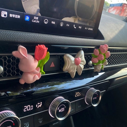 Car Air Vent Aromatherapy Clip Plaster Diffuser Stone Cute Rabbit Tulip Heart Bow Interior Decoration Accessory Gift