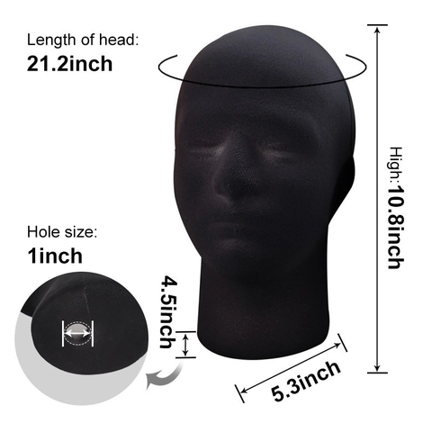 Female Mannequin Head Foam Flocking Display Stand For Wigs Hats Glasses Scarf Jewelry Lightweight Durable Prop