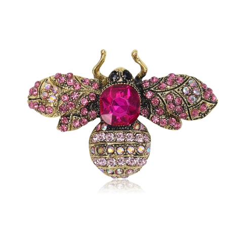 Vintage Bij Broche Legering Strass Kristal Insect Reversspeld Kostuum Accessoires Mode Sieraden Ornament Voor Dames