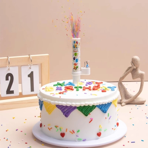 Surprise Birthday Candle Automatic Candy Confetti Ejection Cake Topper Musical Decoration Party Accessory Plastic Paraffin
