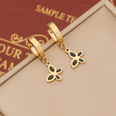 Hängeohrringe Edelstahl Schwarze Emaille Schmetterling Herz Stern Hand Der Fatima Form Vintage Trendschmuck Für Damen