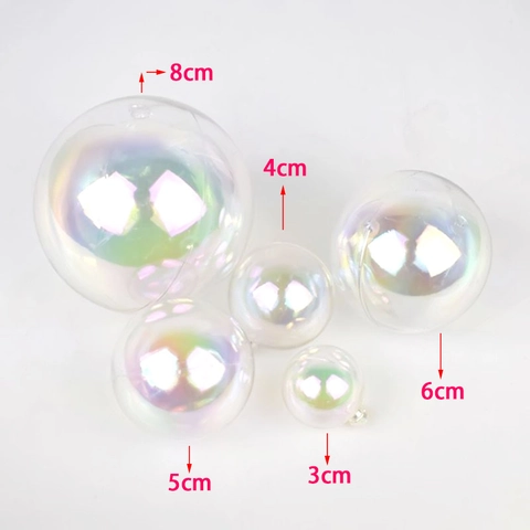 Adornos De Bolas De Navidad Irisadas Plástico Transparente Bolas Colgantes Para Decoración De Árbol De Fiesta Brillo Arcoíris