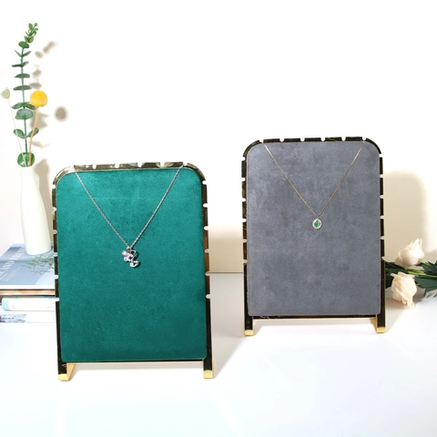Halsketten-Display-Ständer Schmuckständer Samt Metallrahmen Luxus Anhänger Armband Organizer Requisiten Elegant