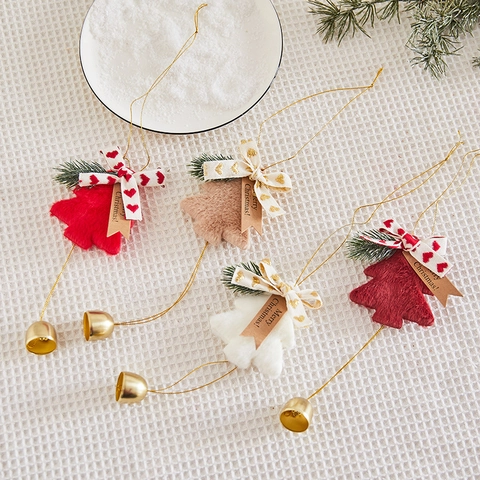 Decorazioni Da Appendere Albero Di Natale In Peluche Con Campanellino In Metallo Fiocco Nastro Pino Artificiale Per Decorazione