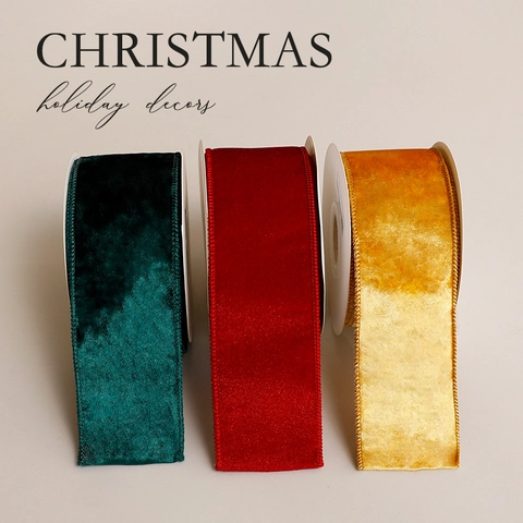Velvet Ribbon Christmas Tree Decoration Holiday Gift Wrapping DIY Crafts Party Supplies Festive Soft Texture