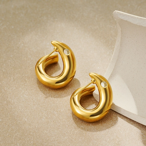 Minimalistische Gedraaide Waterdruppel Oorknopjes Roestvrij Staal Hoogglans Gepolijst Geometrische Sieraden Voor Dames