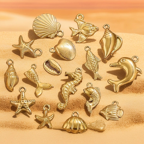 Stainless Steel Ocean Sea Star Shell Mermaid Tail Charms Pendants For DIY Jewelry Making Bracelet Necklace Findings