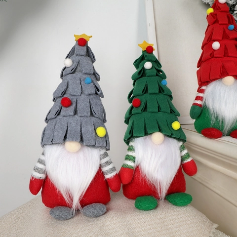 Christmas Gnome Plush Ornaments Faceless Forest Old Man Tree Hat Polyester Felt Knitted Holiday Home Party Desktop Decor