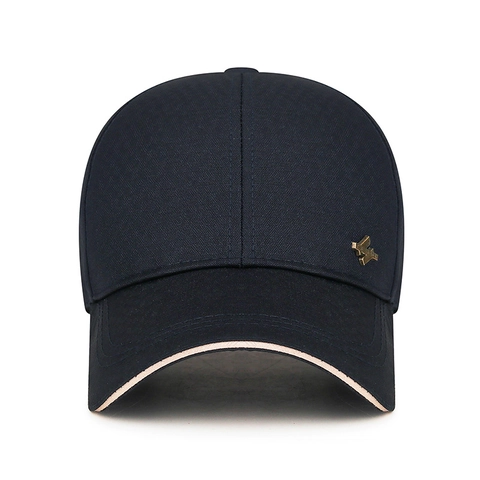 Honkbalpet Polyester Twill Zonbescherming Outdoor Business Casual Hoed Met Metalen Logo Sandwich Rand Verstelbaar