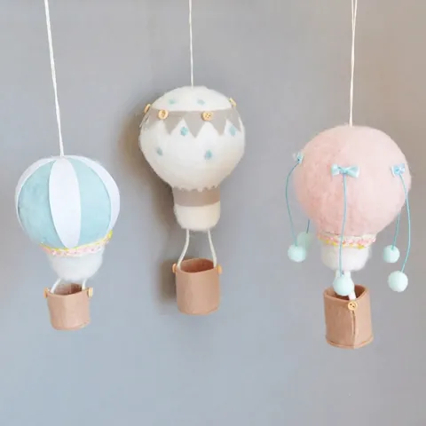 Mongolfiera Sospesa In Feltro Di Lana Fatto A Mano Stile Nordico Decorazione Cameretta Bambini Casa