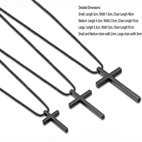 Collier Pendentif Croix Classique En Acier Inoxydable Bijoux De Mode Polis Pour Hommes Et Femmes Style Hip Hop