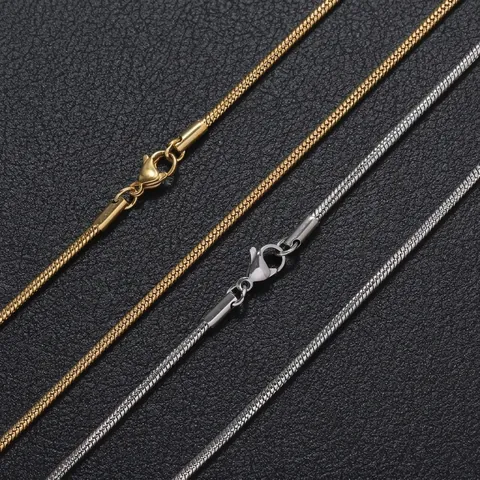 Stainless Steel Round Snake Chain Necklace Polished Hip Hop Punk Style Minimalist Jewelry For Men Women