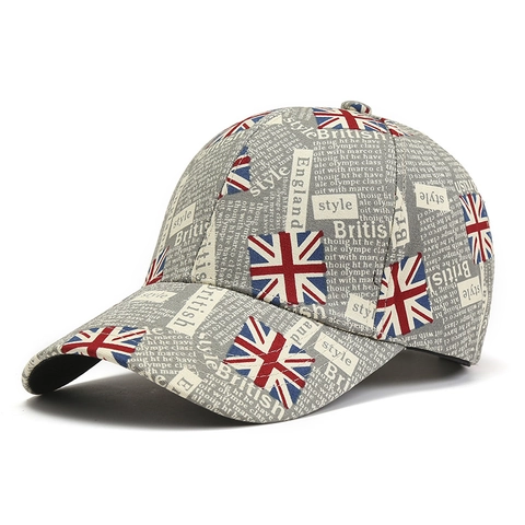 British Style Union Jack Print Baseball Cap For Men Women Casual Newspaper Pattern Sun Hat Cotton Adjustable Sports Hat