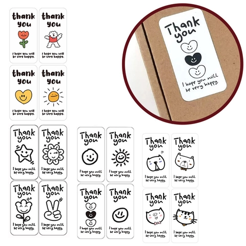 Dankeschön Aufkleber Selbstklebendes Papier Cartoon Blumen Siegel Etiketten Für Geschenkbox Verpackung Dekoration