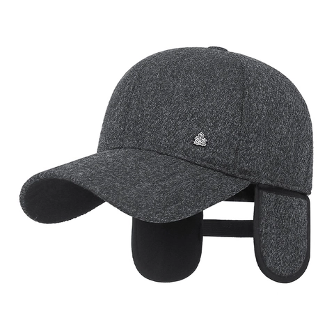 Cappello Da Baseball Invernale Da Uomo Con Fodera In Pile E Paraorecchie Pieghevoli Caldo Antivento Texture Melange