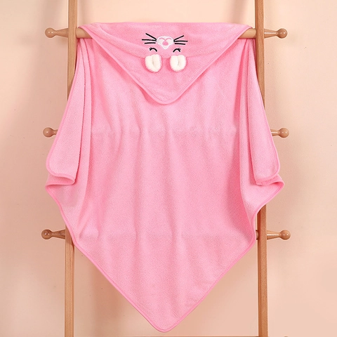 Baby Hooded Bath Towel Coral Fleece Absorbent Soft Cartoon Animal Newborn Swaddle Blanket Shower Gift For Toddler