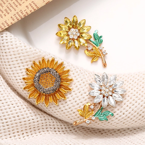 Sunflower Charms DIY Jewelry Making Accessories Alloy Rhinestone Crystal Floral Shape Phone Case Decoration Sparkly Elegant