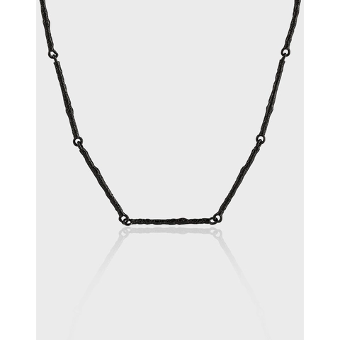 Minimalist S925 Sterling Silver Irregular Texture Twig Necklace For Women Elegant Cool Style Horizontal Bar Pendant Jewelry