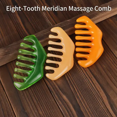 Resin Wide Tooth Massage Comb Head Scalp Meridian Scraper Guasha Tool Stress Relief Ergonomic Hair Care For Women Men