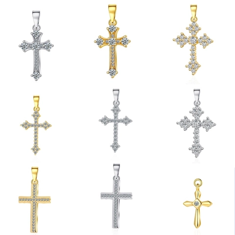 Collana Pendente A Croce Con Catena Rame Zirconia Micro Pave Lucido Hip Hop Gioielli Alla Moda Per Donne Uomini Regalo