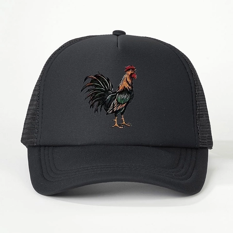 Rooster Print Trucker Hat Mesh Atmungsaktiv Verstellbar Sonnenschutz Baseballkappe Outdoor Lässige Kopfbedeckung Für Herren