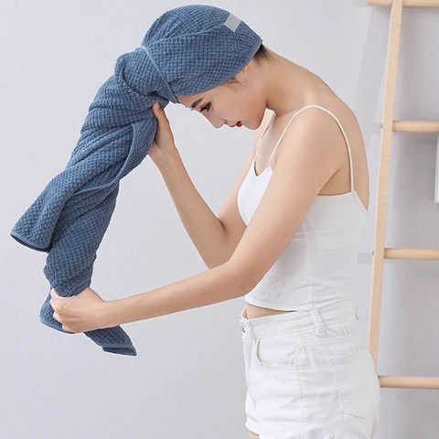 Women Hair Drying Cap Super Absorbent Coral Fleece Quick Dry Turban Waffle Weave Thick Soft Microfiber Shower Towel