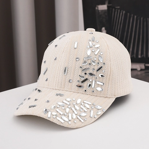 Casquette De Baseball En Velours Côtelé À Strass Style Coréen Chapeau De Soleil Extérieur Pour Femmes