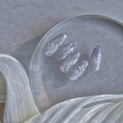 Meerjungfrau Schwanz Schmetterling Muschelglanz MS594 Nagelkunst Aufkleber Aurora Holographisch DIY Maniküre Abziehbilder Nageldekoration