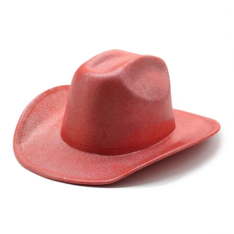 Western Cowboy Hat Sparkly Glitter Shiny Sequin Wide Brim For Party Halloween Stage Performance Costume Unisex