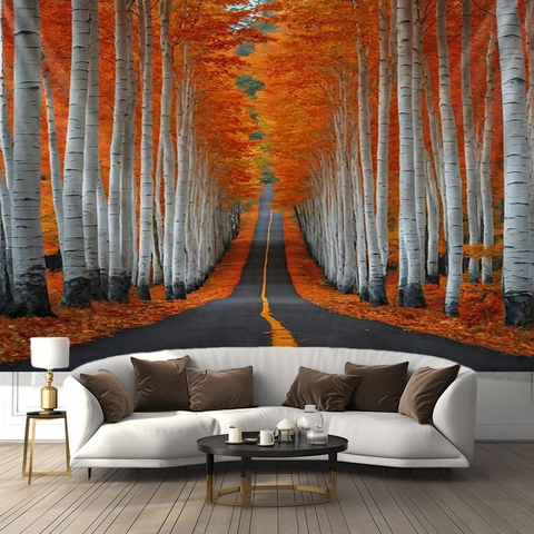Tapiz Poliéster Paisaje Floral Grande Colgante De Pared Para Dormitorio Sala De Estar Decoración Hogar Fondo Artístico
