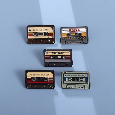 Retro Vintage Cassette Tape Enamel Brooch Pin Music Themed Alloy Badge For Clothes Bags Backpacks Decoration Unisex Accessory