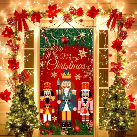 Notenkraker Soldaat Kerst Deurbanner Hangende Vlag Polyester Merry Christmas Print Veranda Tuin Muur Feestelijke Decoratie