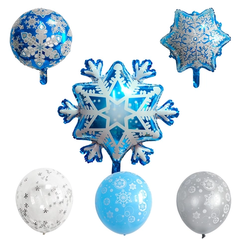 Ballons En Aluminium En Forme De Flocon De Neige Ballon En Latex Thème Hiver Décorations De Fête Noël
