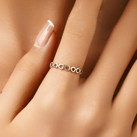 Anello Circolare Irregolare in Argento Sterling 925 Minimalista per Donna Anello da Dito Geometrico Cavo Gioielli Moda Regalo