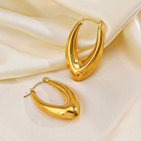 Geometrische Ovale U-Förmige Hohlstecker 18K Vergoldeter Edelstahl Französisch Retro Vintage Mode Für Frauen