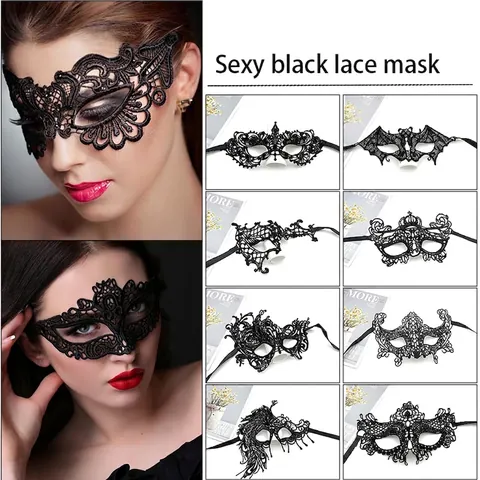 Black Lace Masquerade Mask Sexy Hollow Out Eye Mask For Women Party Halloween Costume Accessory Mystery Gothic Style