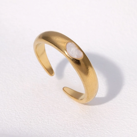 Heart Shaped Open Ring Stainless Steel 18K Gold Plated Enamel Drip Oil Minimalist Adjustable Jewelry For Women