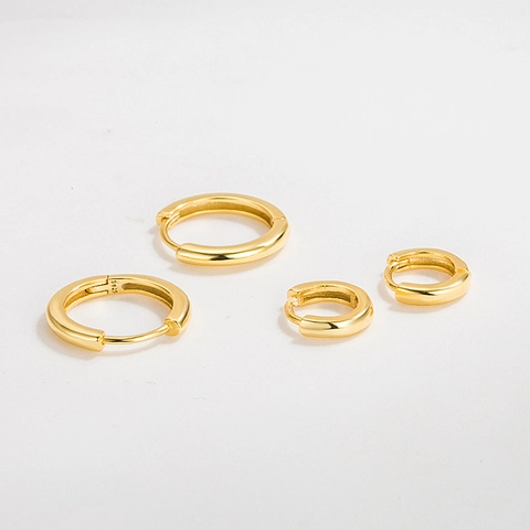 925 Sterling Silver Hoop Earrings For Women Minimalist Geometric Gold Silver Plated Circle Stud Earrings Fashion Jewelry