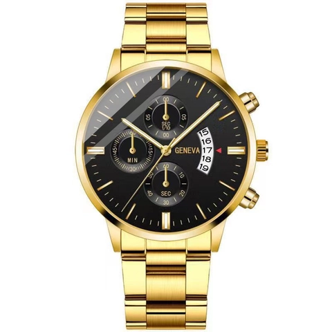 Orologio al Quarzo da Uomo Business Moda Cinturino in Pelle Acciaio Inossidabile Calendario Luminoso Analogico Casual