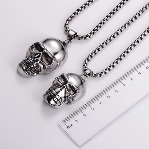 Collana Con Pendente A Teschio Acciaio Inossidabile 316L Punk Hip Hop Gotico Retro Gioielli Regalo Halloween