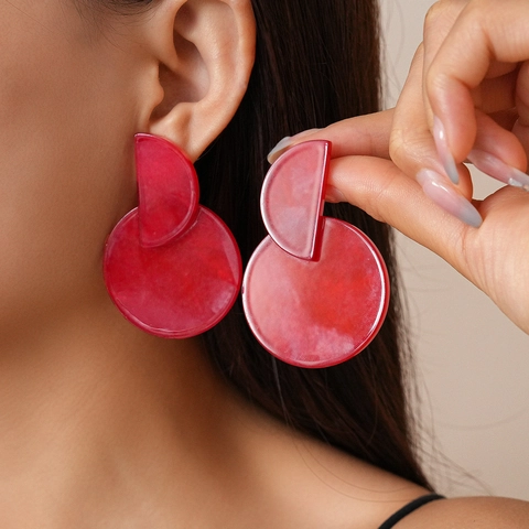 Pendientes Redondos Geométricos De Acrílico Con Estampado De Leopardo Y Poste De Plata De Ley 925 Joyas Para Mujer
