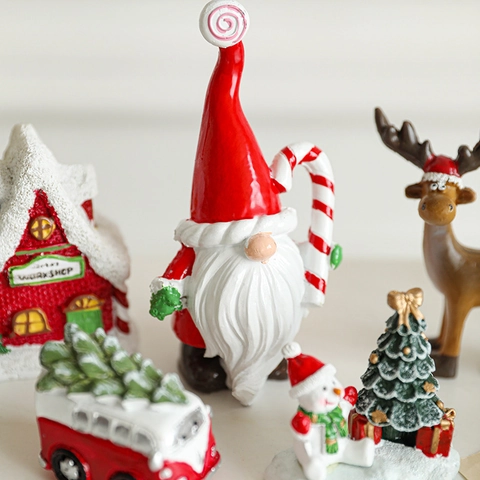 Mini Weihnachtsornamente Handbemalt Harz Desktop Deko Weihnachtsmann Gnom Schneemann Rentier Werkstatt Für Fee Landschaft