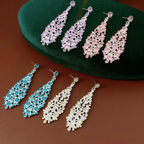 Strass Lange Tropfenohrringe Mit Silberohrstecker Luxus Unregelmäßiger Raute Zirkonia Chic Hängende Schmuck Für Frauen