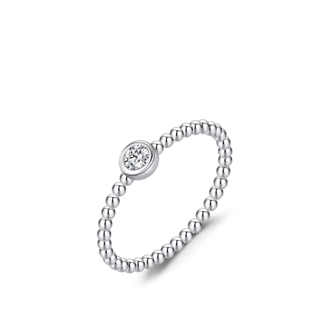 Moissanite 925 Sterling Silver Ring For Women Beaded Band D Color VVS1 Clarity Round Cut Solitaire Ring With GRA Certificate Fashion Jewelry Gift