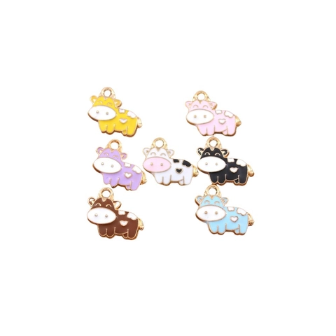 Cartoon Kuh Charms Niedliche Emaille Zinklegierung Tieranhänger Für DIY Schmuckherstellung Schlüsselanhänger Armband Zubehör